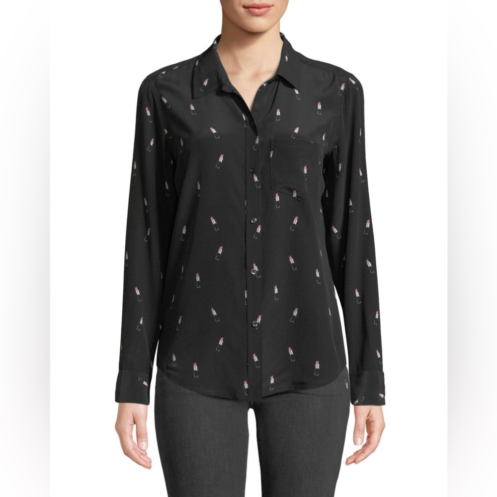 Rails Kate Lipstick Print Silk Blouse